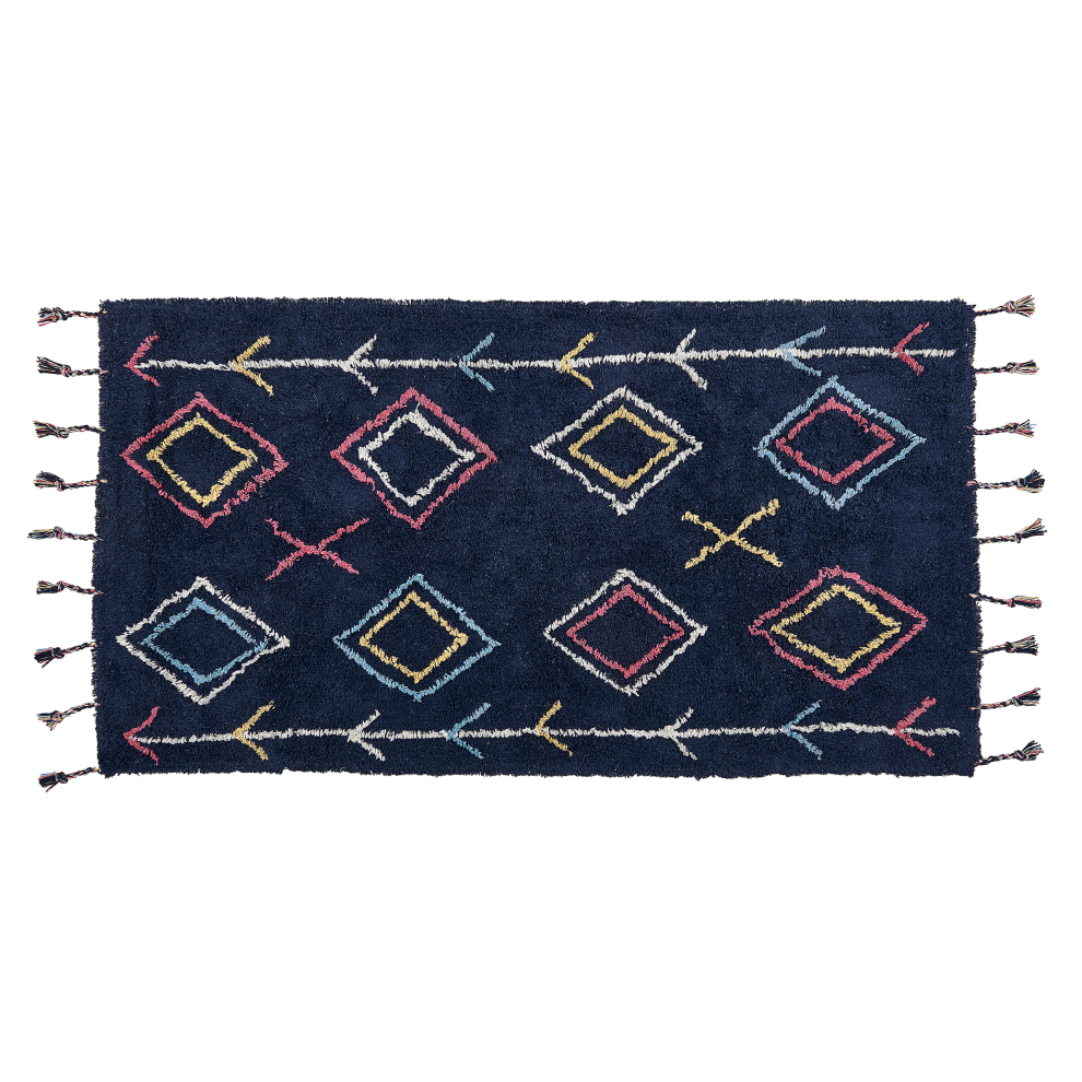 Beliani Rug Corum Black 80 X 150 Cm Cotton