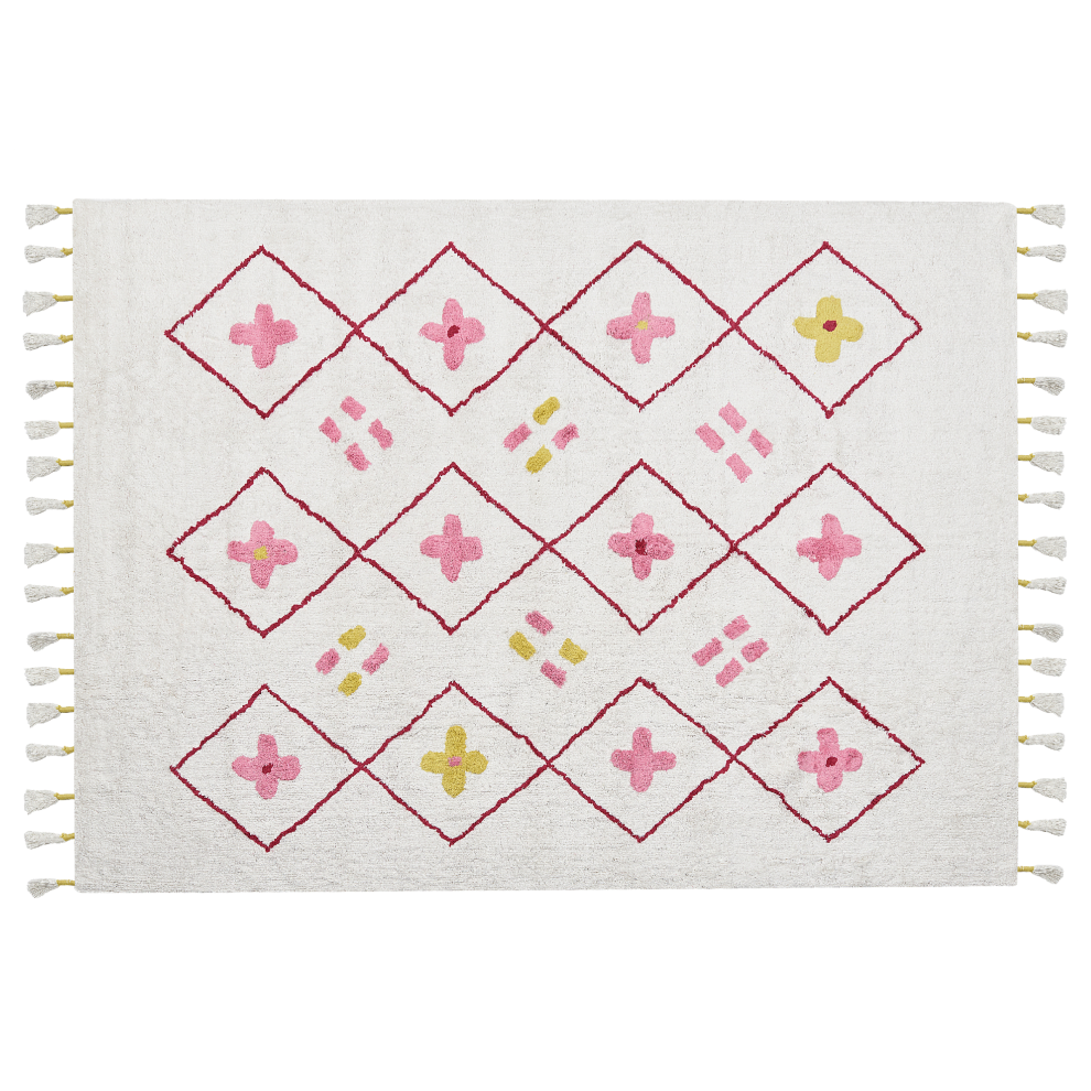 Beliani Kids Rug Cavus White 160 X 230 Cm Cotton