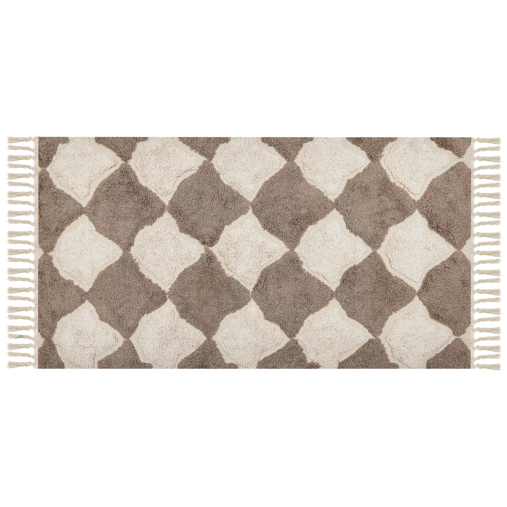 Beliani Rug Sinop Beige 80 X 150 Cm Cotton