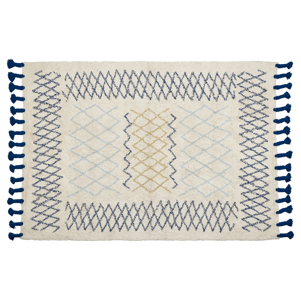 Beliani Rug Erzincan Beige 140 X 200 Cm Cotton
