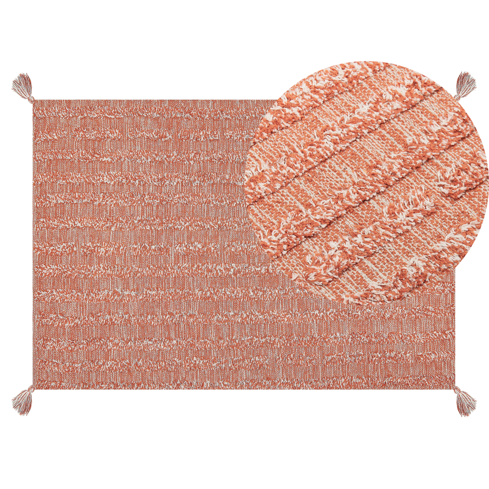 Beliani Rug Mugla Orange 140 X 200 Cm Cotton