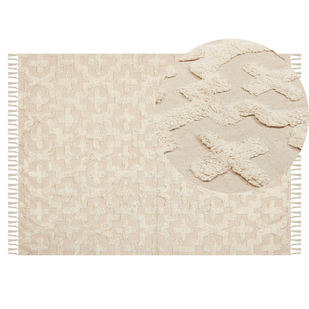 Beliani Rug Itanagar Beige 140 X 200 Cm Cotton