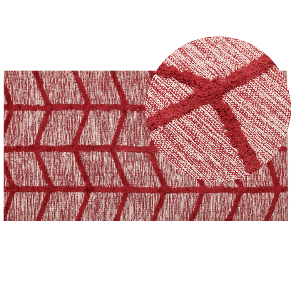 Beliani Rug Sivas Red 80 X 150 Cm Cotton