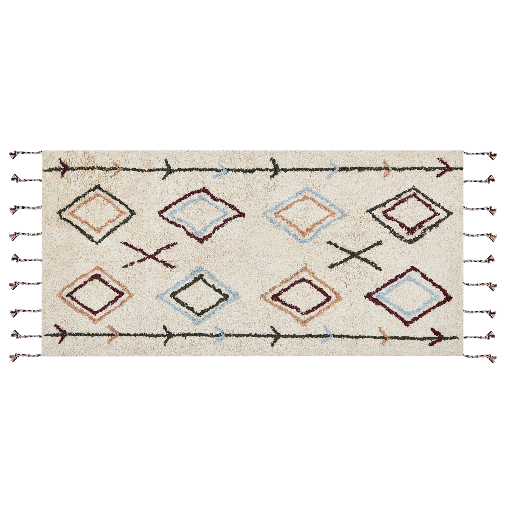 Beliani Rug Corum Beige 80 X 150 Cm Cotton