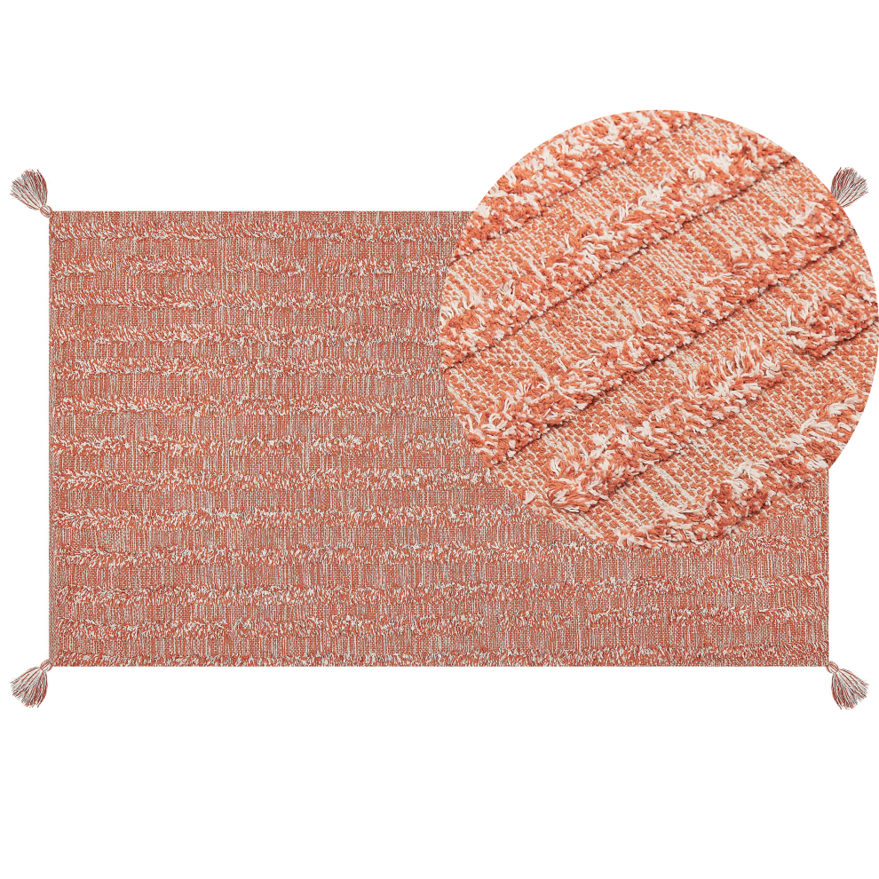 Beliani Rug Mugla Orange 80 X 150 Cm Cotton