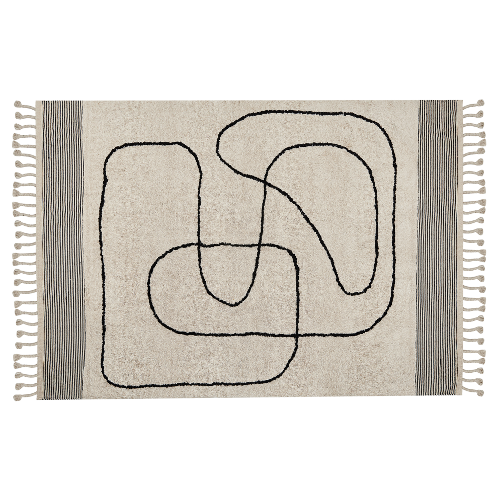 Beliani Rug Dokuz Beige 140 X 200 Cm Cotton