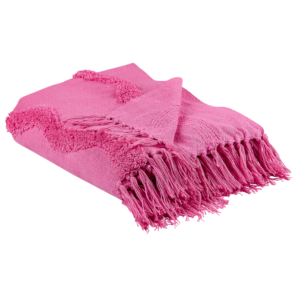 Beliani Blanket Khari Cotton 125 X 150 Cm Pink