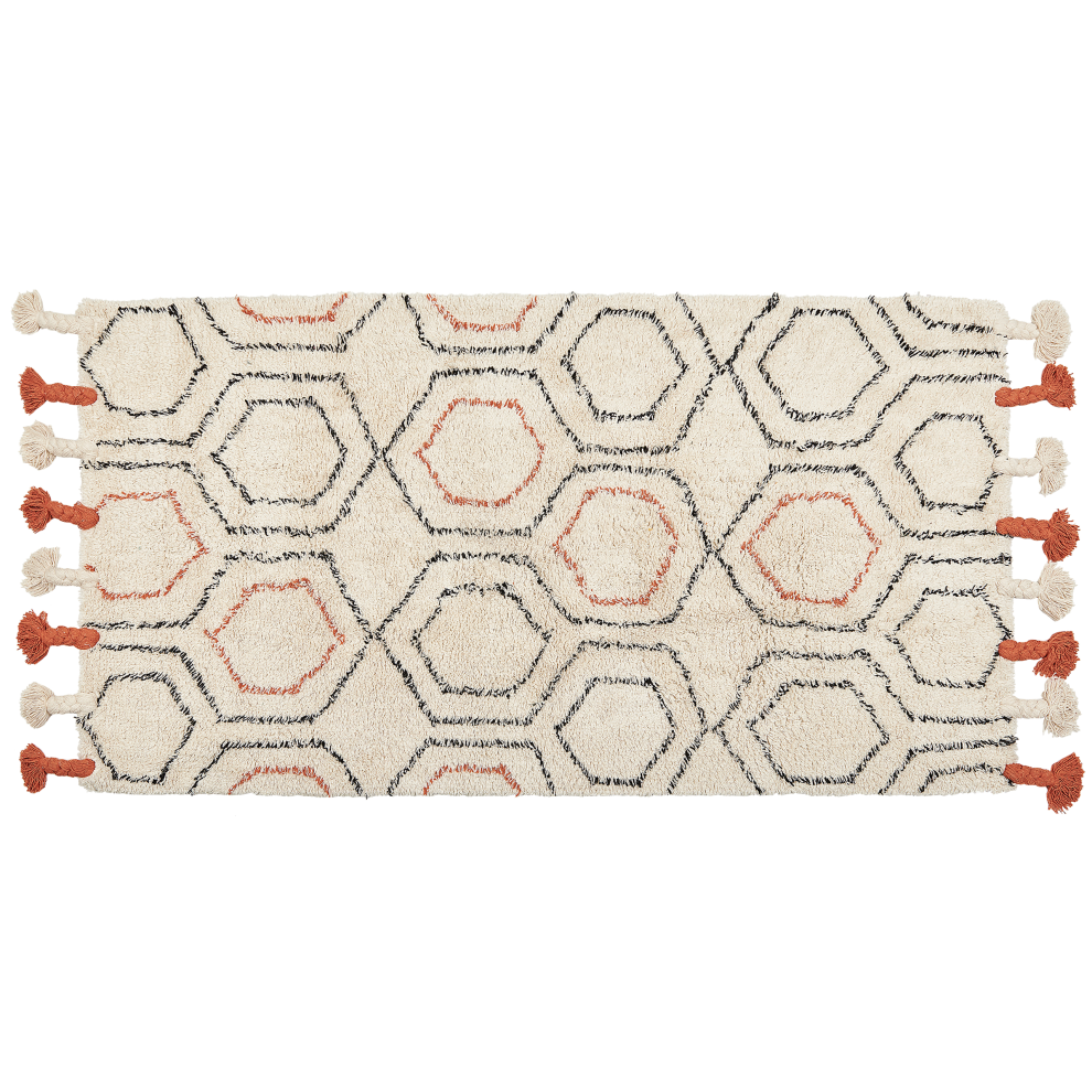 Beliani Rug Hajipur Beige 80 X 150 Cm Cotton