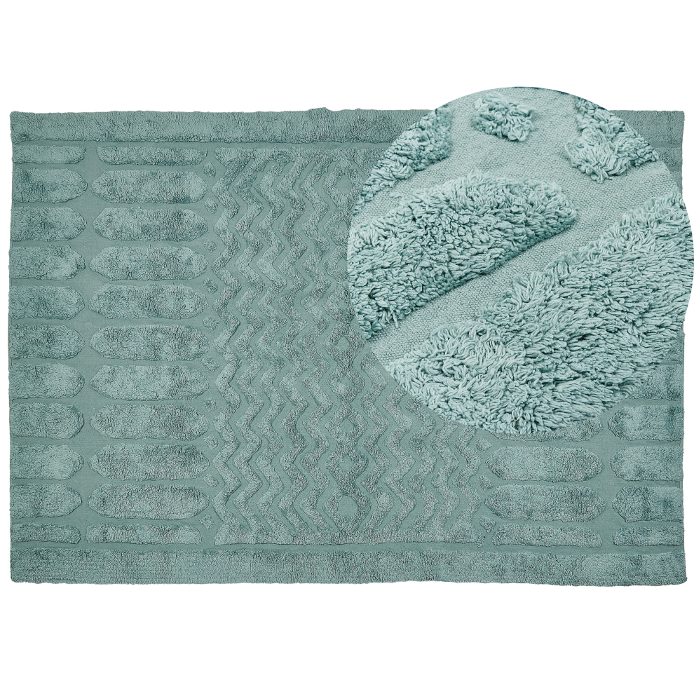 Beliani Rug Sirnak Mint Green 160 X 230 Cm Cotton