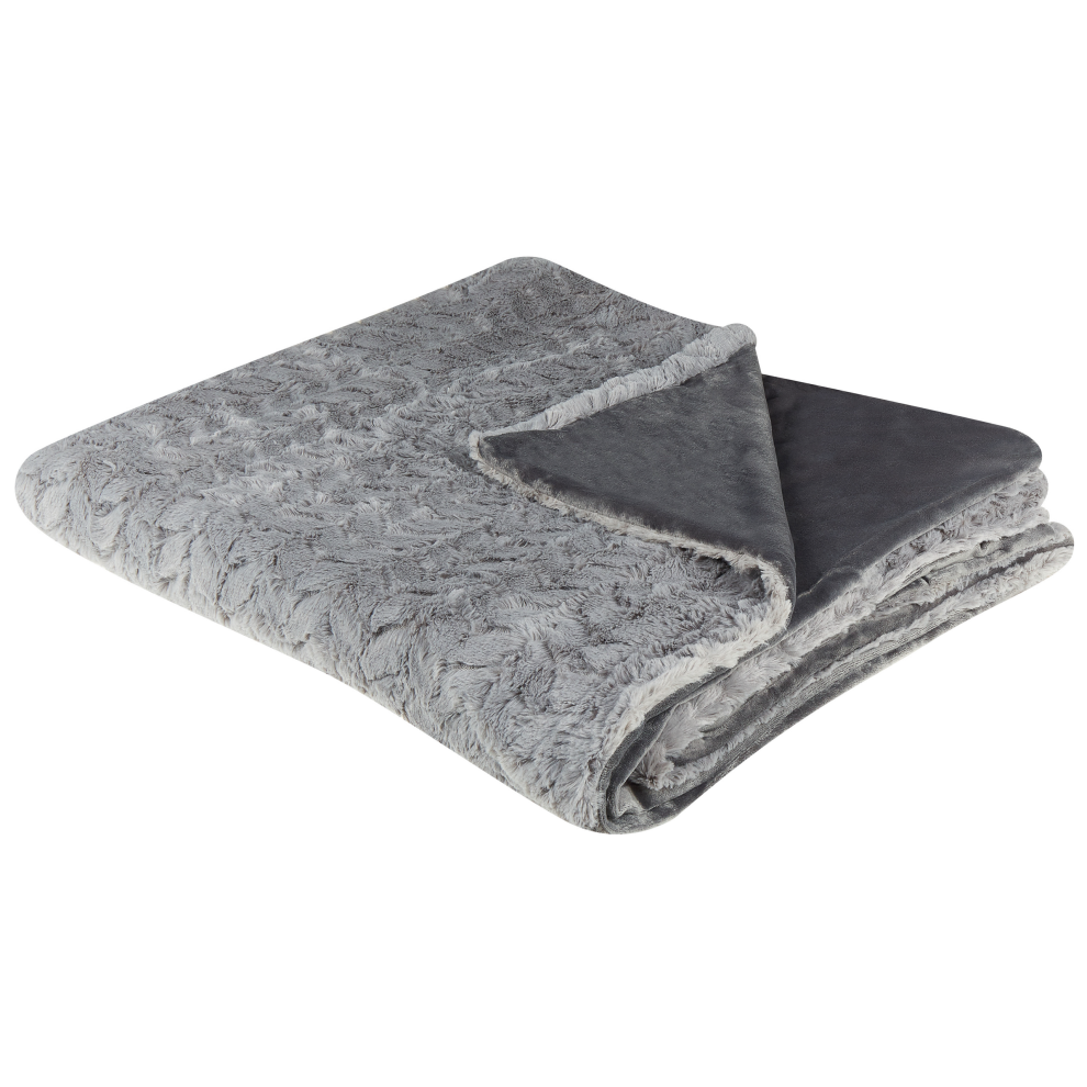 Beliani Blanket Saraswati 200 X 220 Cm Light Grey