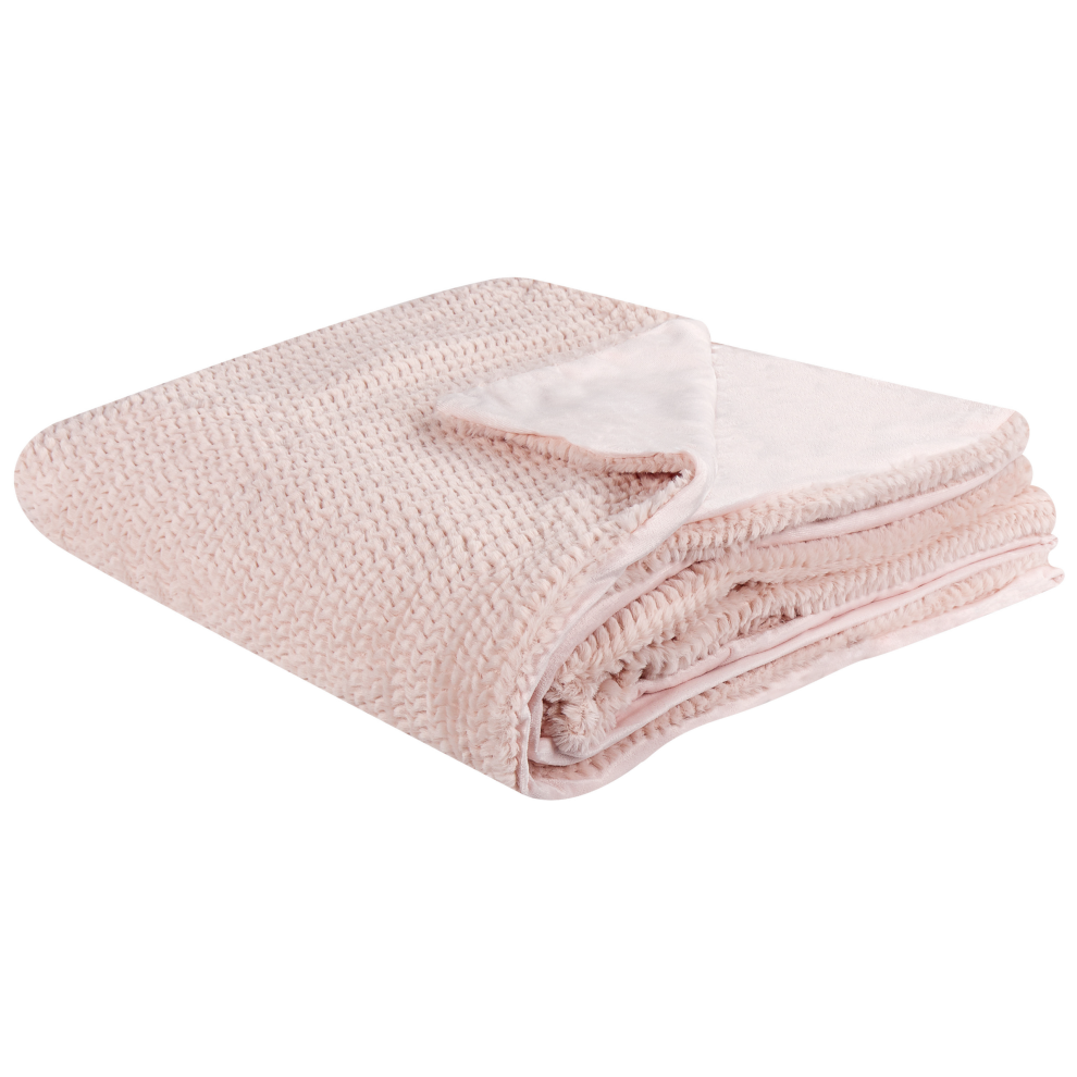 Beliani Blanket Bjas 200 X 220 Cm Pastel Pink