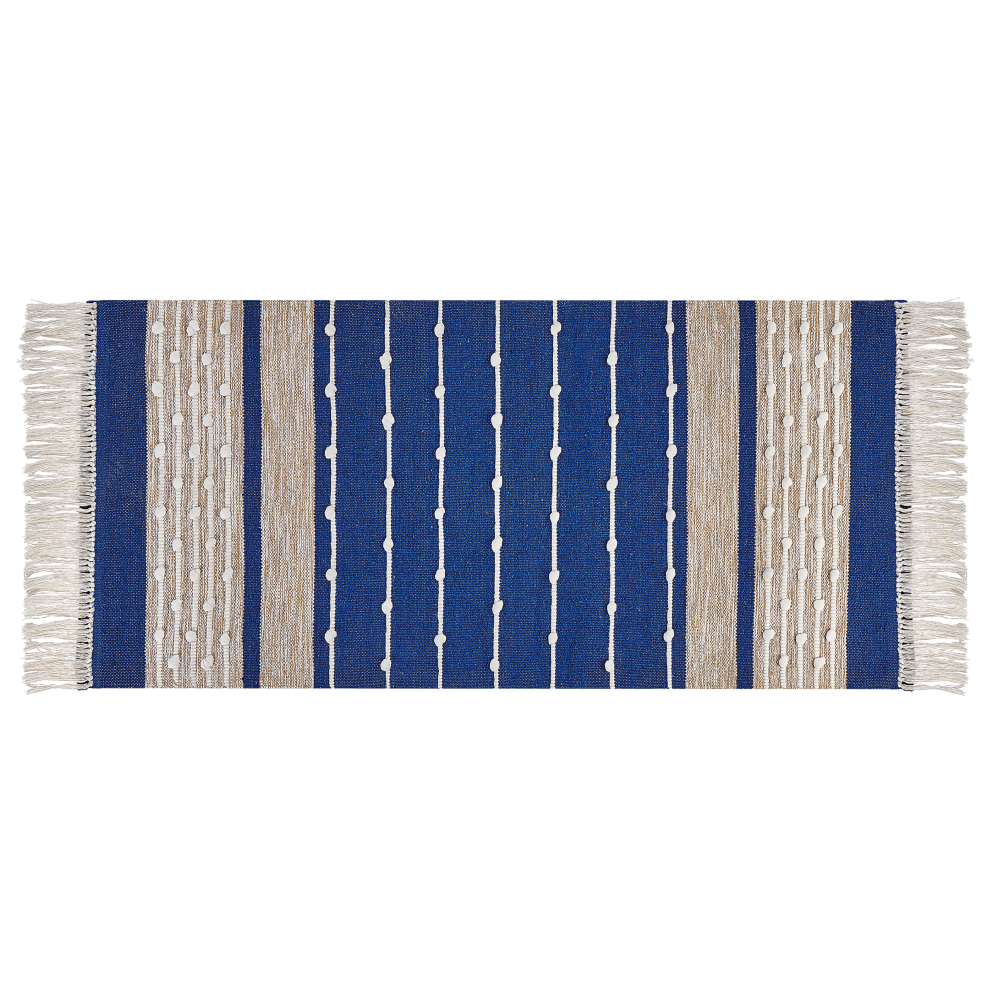Beliani Rug Kondhali Blue 80 X 150 Cm Cotton