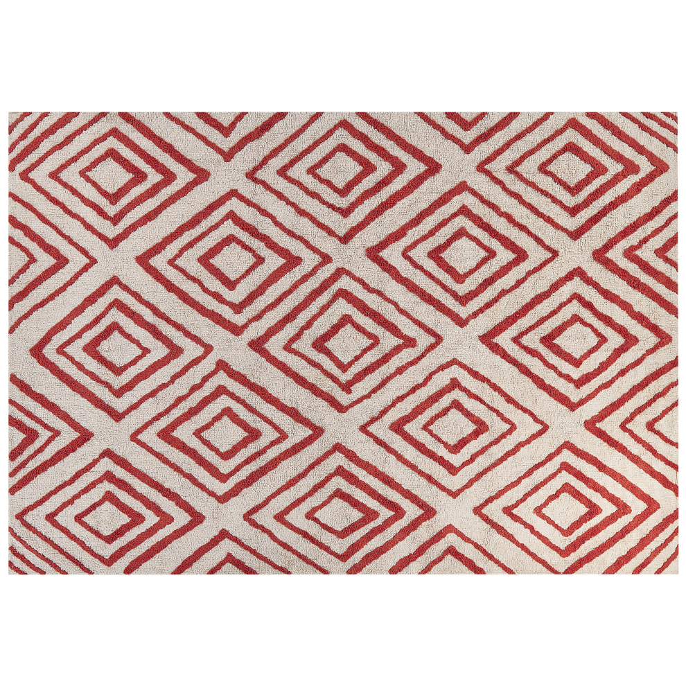 Beliani Rug Haskoy Red 160 X 230 Cm Cotton