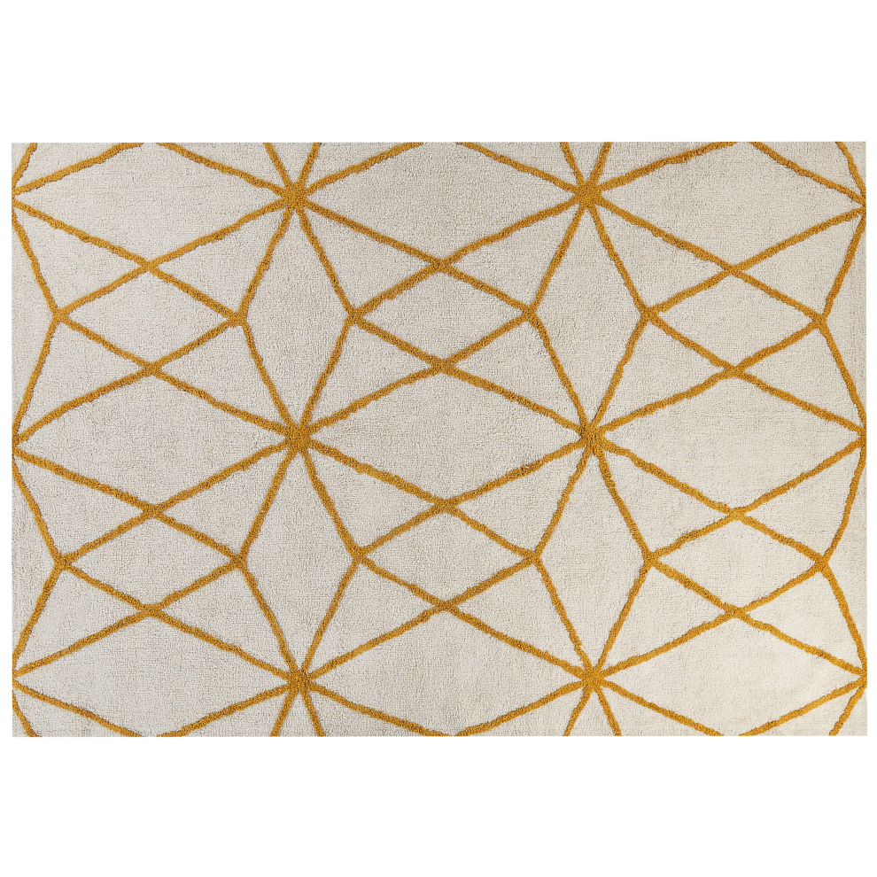 Beliani Rug Marand Yellow 160 X 230 Cm Cotton