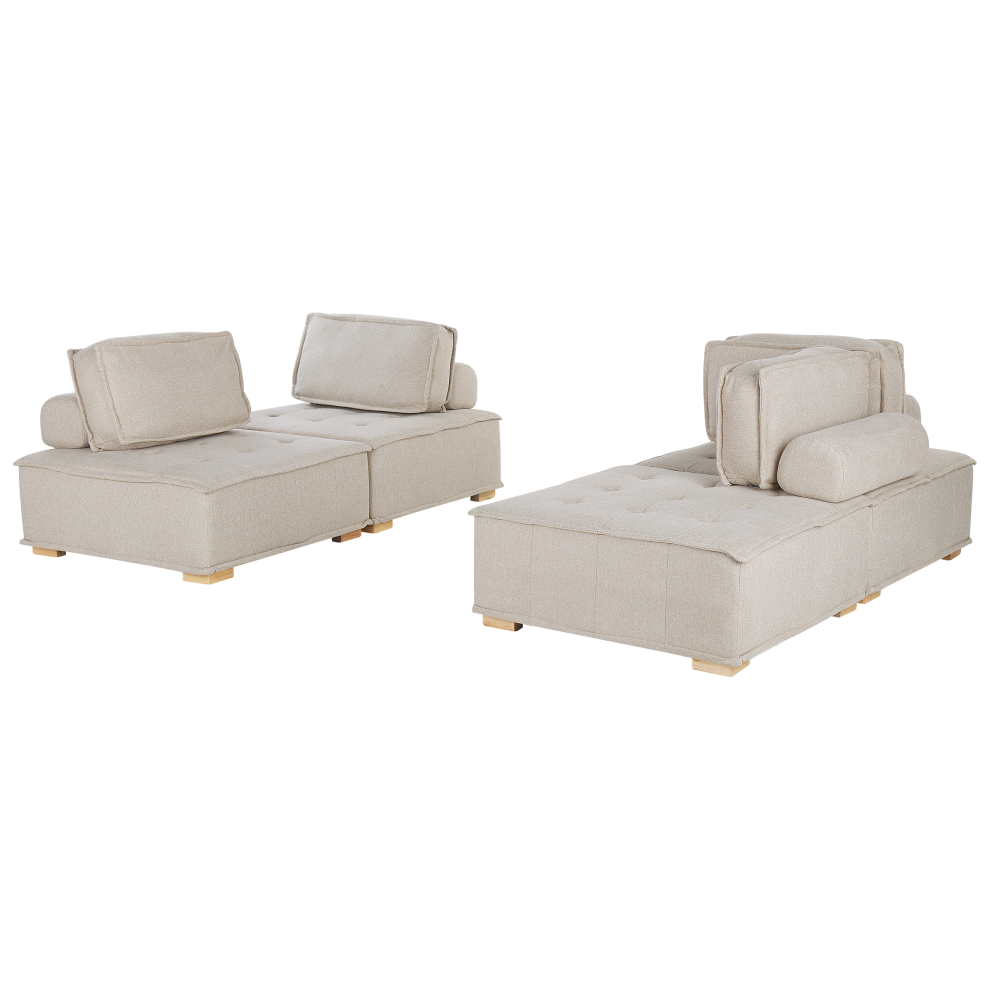 Beliani Modular Living Room Set 4 Seater Tibro Light Beige Fabric