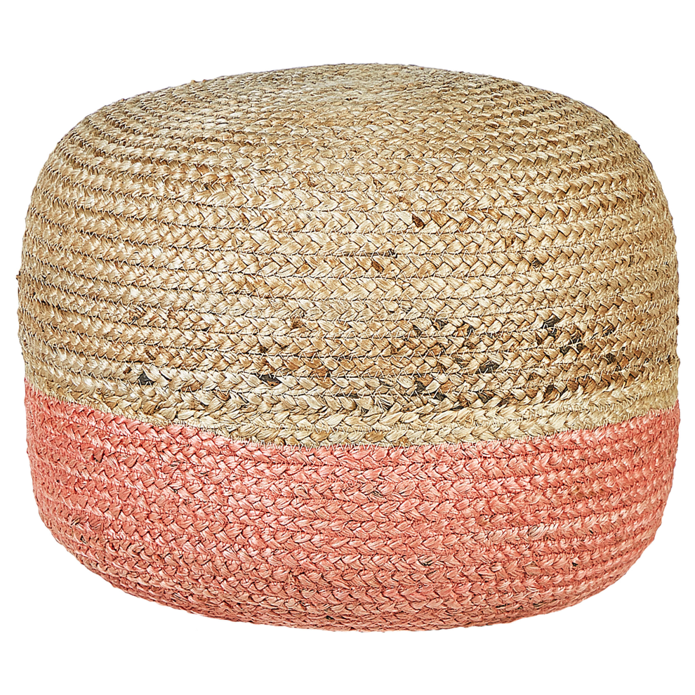 Beliani Pouffe Duki Jute Pink