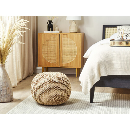 Beliani Pouffe PRIENE Cotton Beige 1
