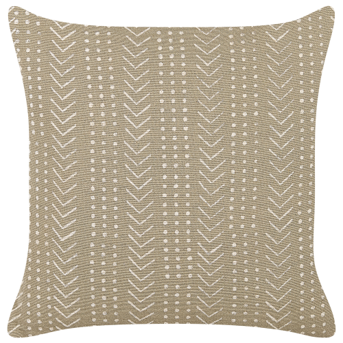 Beliani Throw Cushion SENECIO Cotton 45 x 45 cm Beige Geometric Pattern