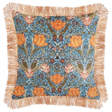 Throw Cushion MITELLA Velvet 45 x 45 cm Blue Floral Pattern