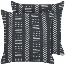 Set of 2 Decorative Cushions BENZOIN Cotton 45 x 45 cm Black Geometric Pattern