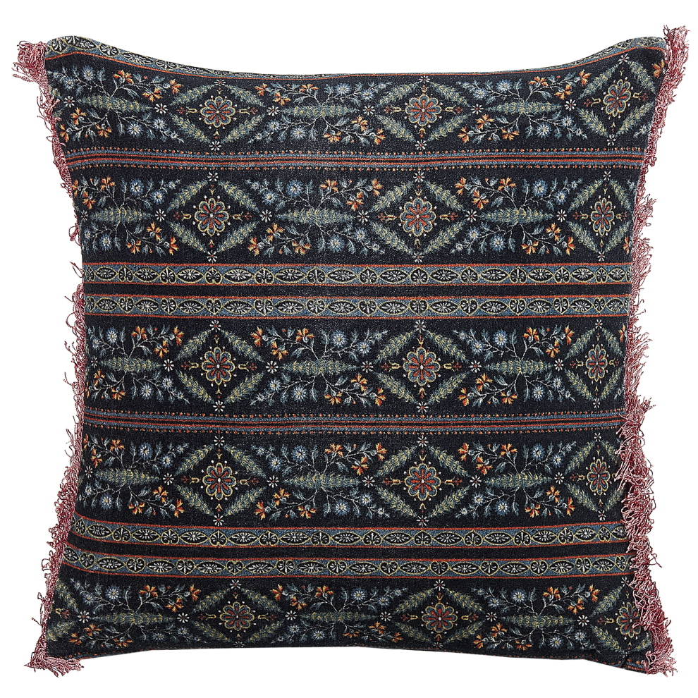 Beliani Throw Cushion Ruta Velvet 45 X 45 Cm Multicolour Floral Pattern