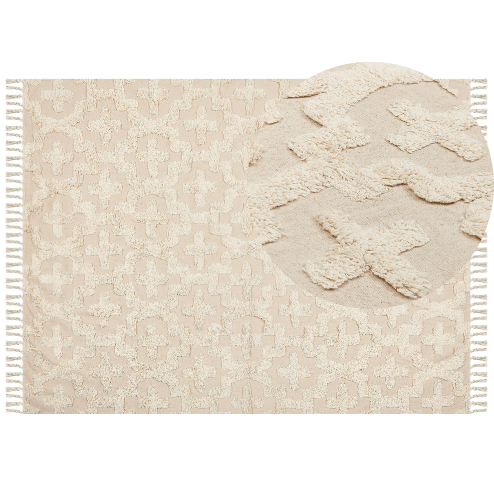 Beliani Rug Itanagar Beige 160 X 230 Cm Cotton