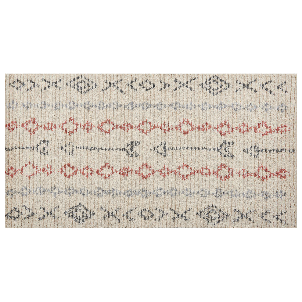 Beliani Rug Dispur Beige 80 X 150 Cm Cotton