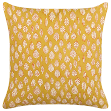 Throw Cushion GINNALA Cotton 45 x 45 cm Yellow Plant Pattern