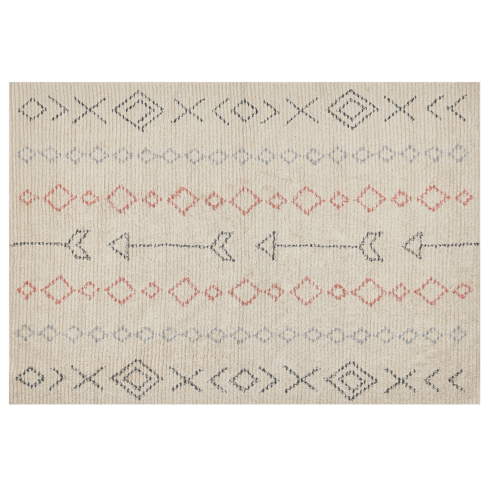 Beliani Rug Dispur Beige 140 X 200 Cm Cotton