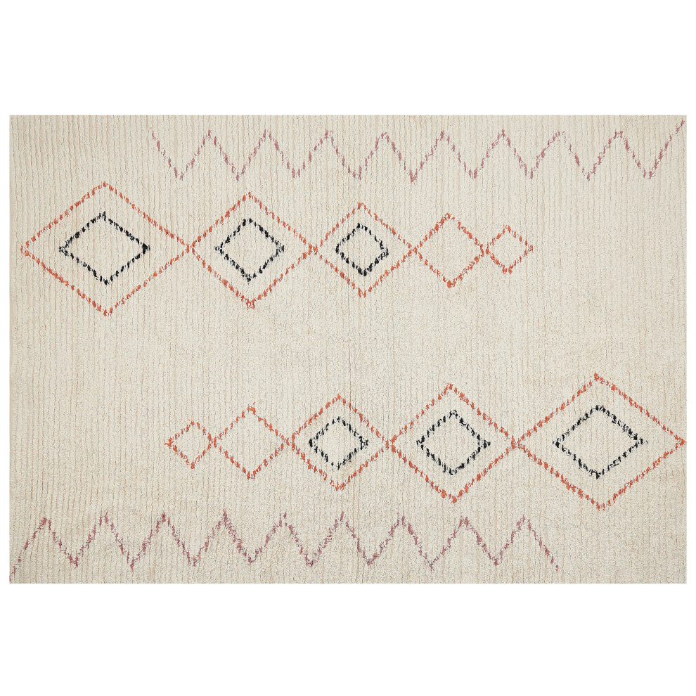Beliani Rug Guwahati Beige 160 X 230 Cm Cotton