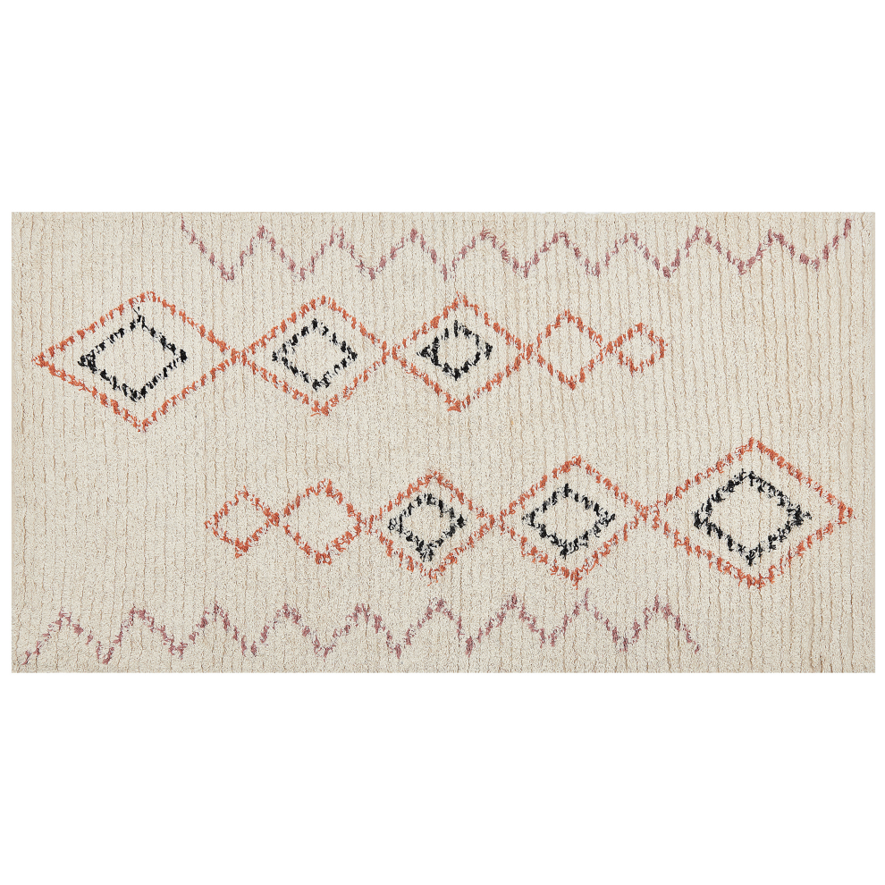 Beliani Rug Guwahati Beige 80 X 150 Cm Cotton