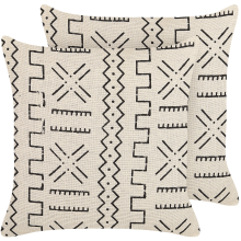 Set of 2 Decorative Cushions MYRICA Cotton 45 x 45 cm White Geometric Pattern