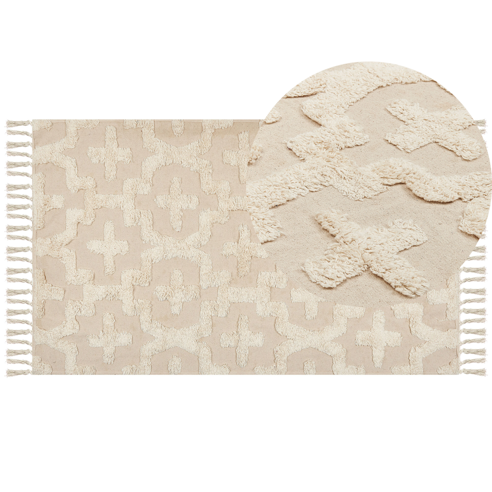Beliani Rug Itanagar Beige 80 X 150 Cm Cotton