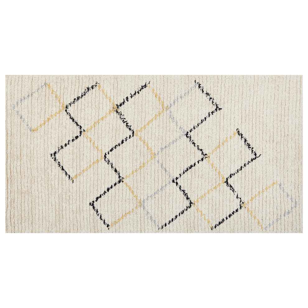 Beliani Rug Tezpur Beige 80 X 150 Cm Cotton
