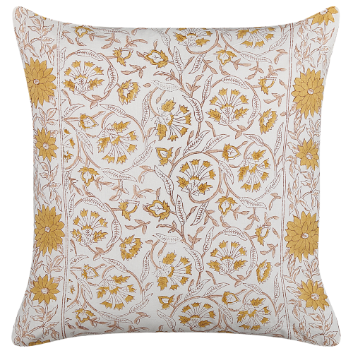 Beliani Throw Cushion AMARA Cotton 45 x 45 cm Yellow Floral Pattern