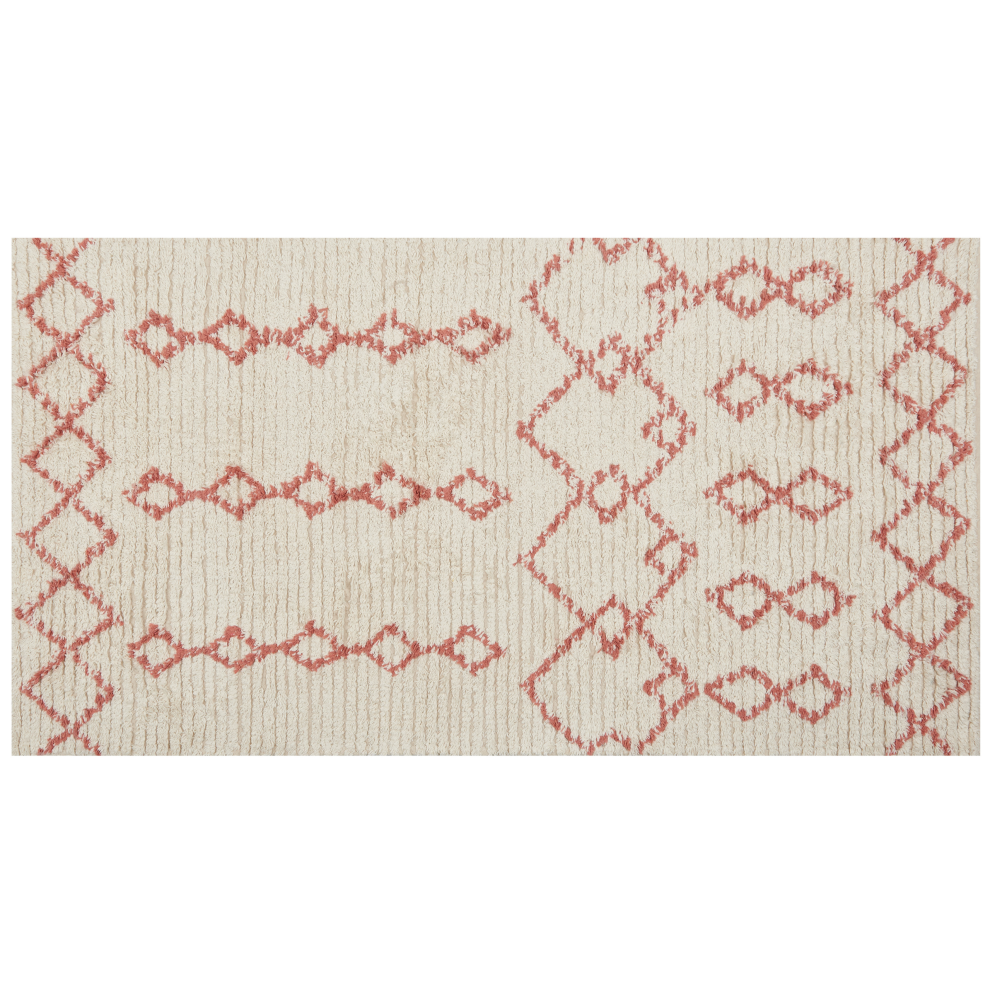 Beliani Rug Buxar Beige 80 X 150 Cm Cotton