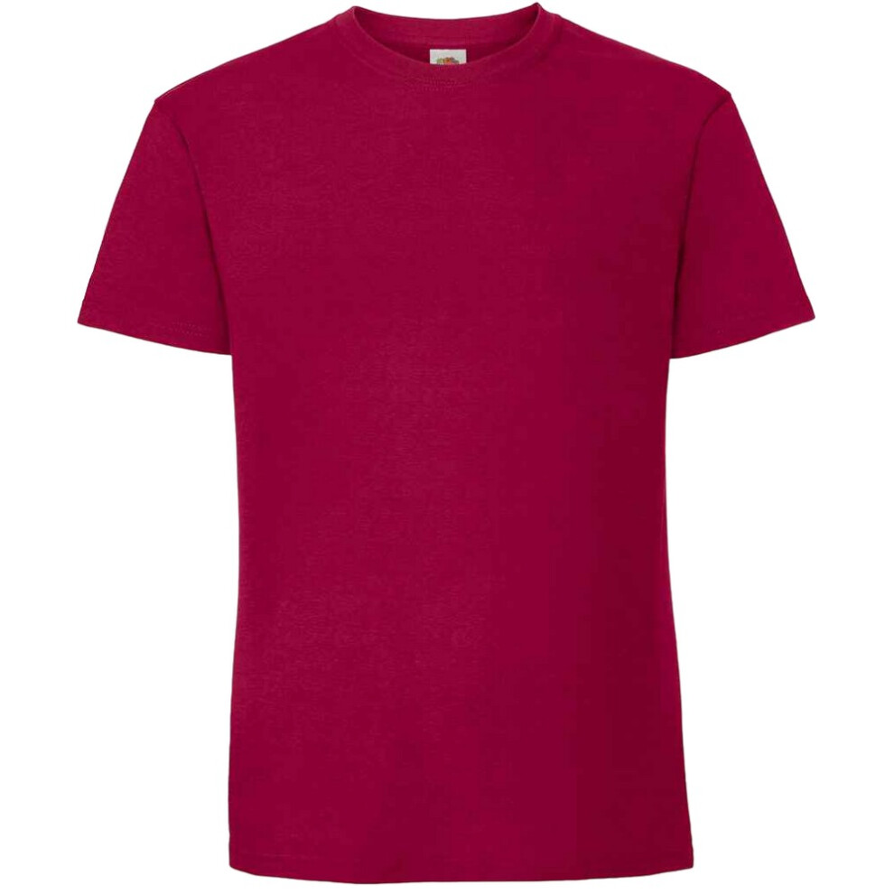 Fruit Of The Loom (L Uk, Cranberry) Mens Iconic 195 Ringspun Premium Tshirt