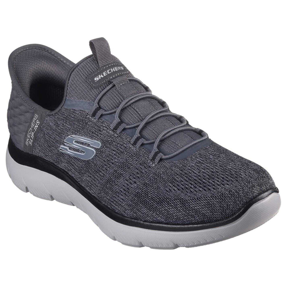 Skechers (7 Uk, Charcoal) Mens Summits Key Pace Mesh Slip-In Flat Trainers
