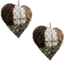 Handmade Fiber Bird Nesting Heart, Refillable, Heart Shape, Nesting Materials, for Hummingbirds, Garden Decor, 2 Set