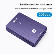 JEYI Dual Bay NVME SSD Enclosure USB3.2 20Gbps External Enclosure Built-in Cooling Fan for PC