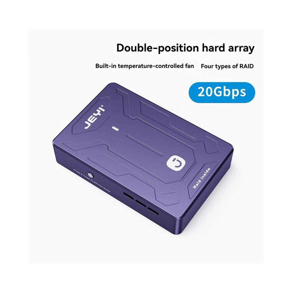 Jeyi Dual Bay Nvme Ssd Enclosure Usb3.2 20Gbps External Enclosure Built-In Cooling Fan For Pc 6032819414390