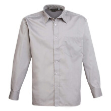 (18.5in, Silver) Premier Mens Poplin Long-Sleeved Shirt