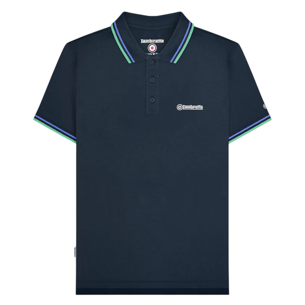 Lambretta (3Xl, Navy Blue/Cameo) Mens Ss25 Twin Tip Polo Shirt