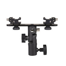 Dual Flash Bracket Hot Shoe Speedlight Stand T-Shaped Dual Mount for Camera Adjustable Light Stand Holder