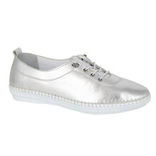 (4 UK, Silver) Mod Comfys Womens/Ladies Metallic Leather Casual Shoes