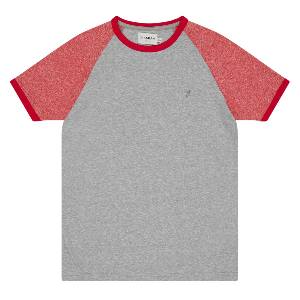 Farah (12-13 Years, Grey) Mens Injection Crew Neck Raglan Baseball T-Shirt