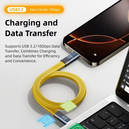 Cable USB 3.2 Macho A Macho, Tipo A A Tipo C, Carga Rápida, 36 W, Línea de Datos Flexible de 20 cm, Cable USB-A A USB-C, HDD Box A 1