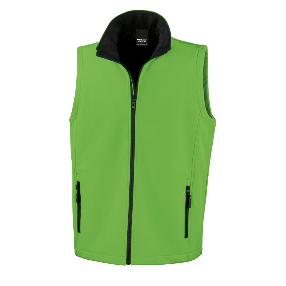 Result (S, Vivid Green / Black) Mens Core Printable Softshell Bodywarmer