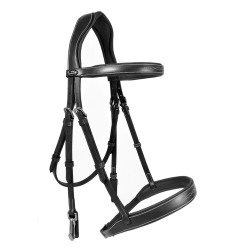 (Full, Black) Whitaker Madrid Leather Horse Snaffle Bridle