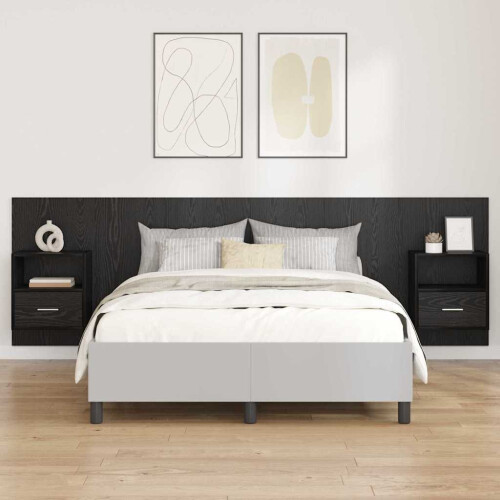 VidaXL vidaXL Headboard with Cabinet 3 pcs Black Oak Engineered Wood